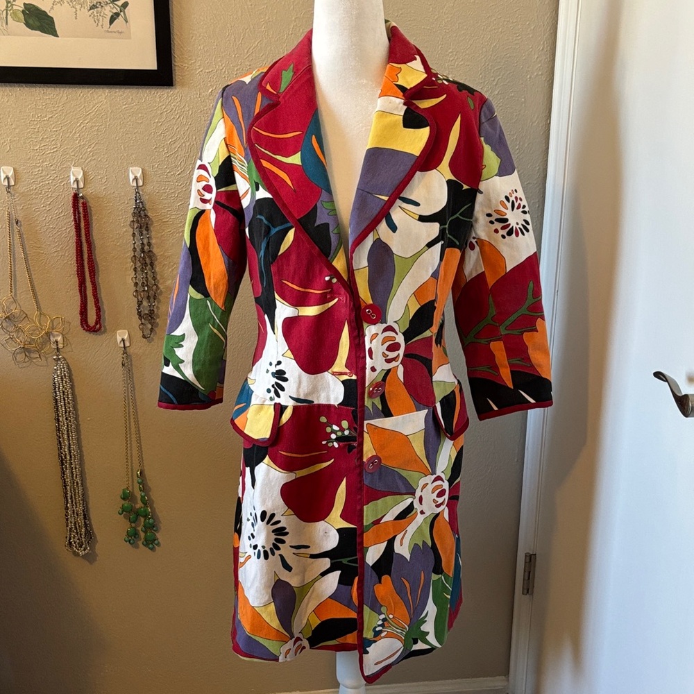 Bright Floral Multicolor Women's Trench Coat ZARA Junior LG